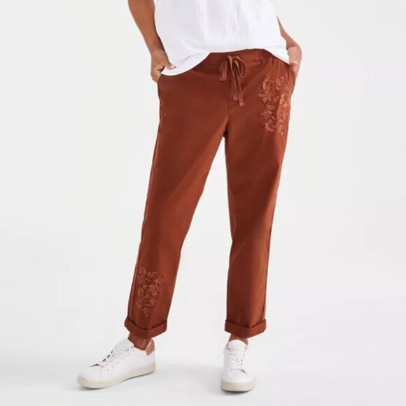 Style & Co. Embroidered Cropped Pants XXL Comfort Waist Pull On Ankle Capris - Picture 2 of 13